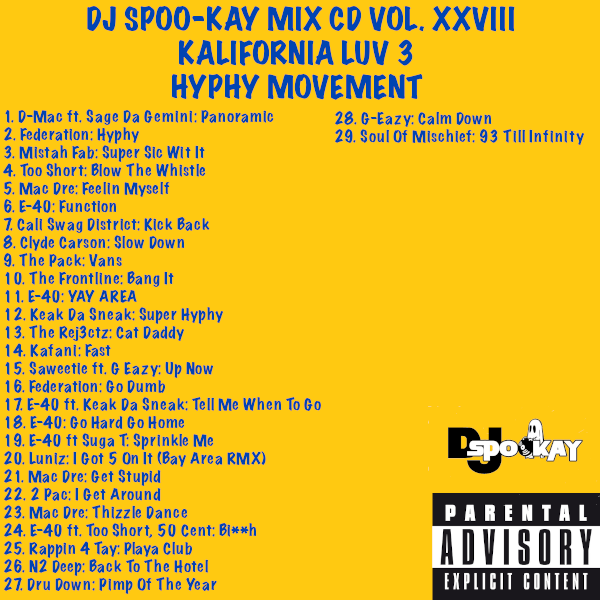 DJ SPOO-KAY MIX CD VOL. 28 KALIFORNIA LUV 3 – Trickmindz Entertainment